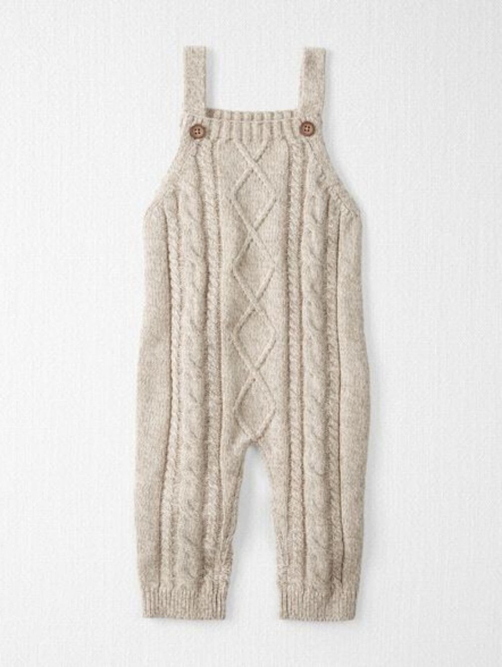 LITTLE PLANET ORGANIC COTTON Cable Knit Overalls - Cream